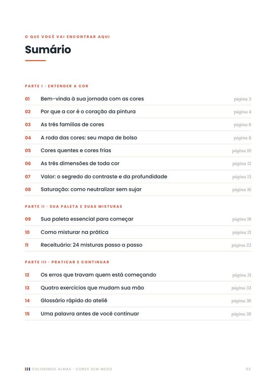 O sumário completo do guia